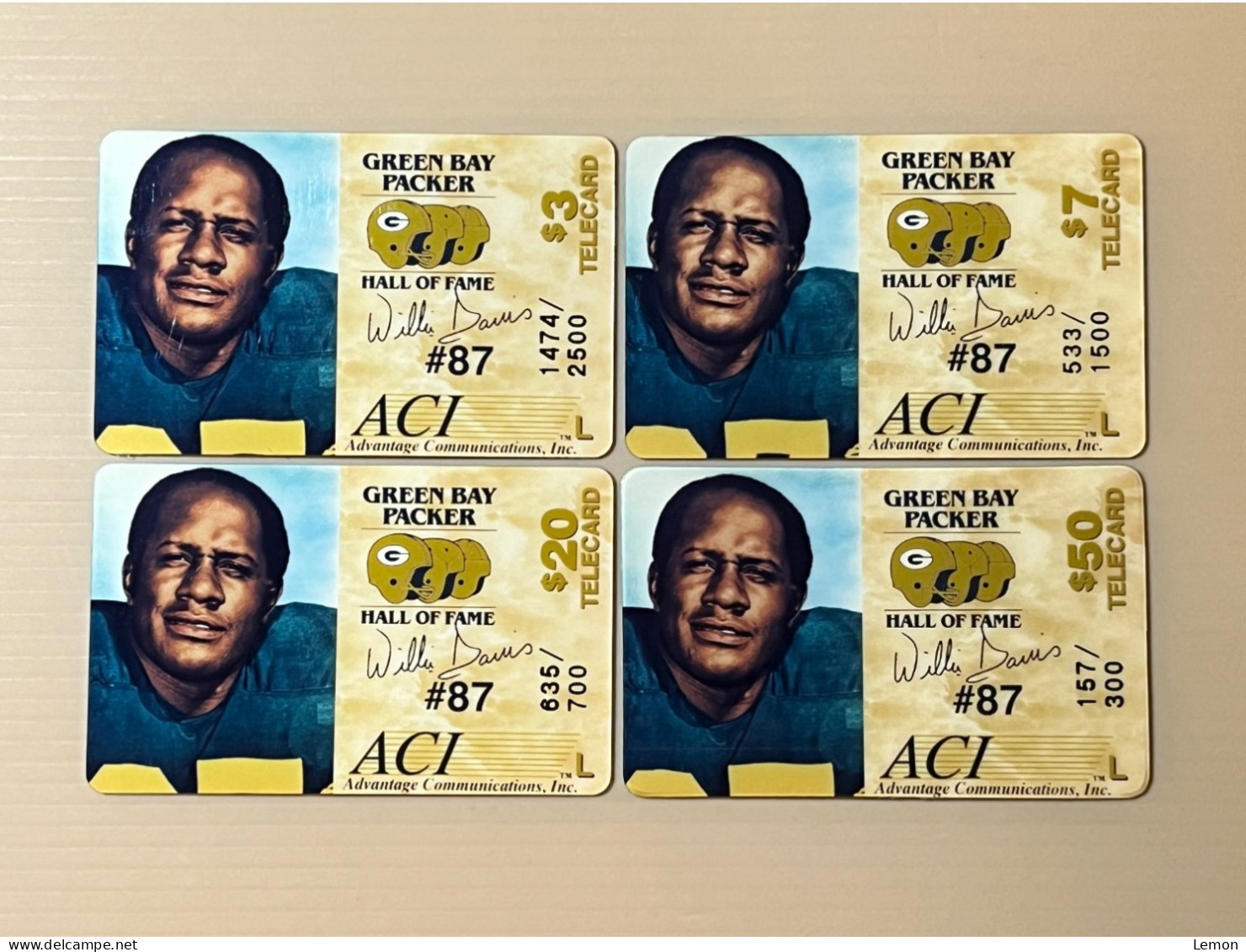 Mint USA UNITED STATES America Prepaid Telecard Phonecard, Green Bay Packer HOF-Willie Davis(300EX), Set Of 4 Mint Cards - Sammlungen