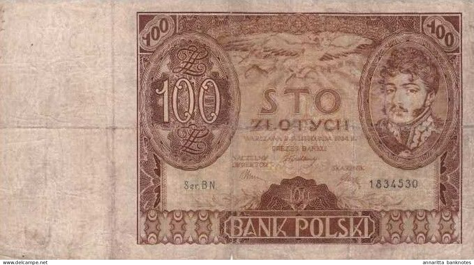 Poland 100 Złotych 1934, VF (P-75a, ) - Pologne