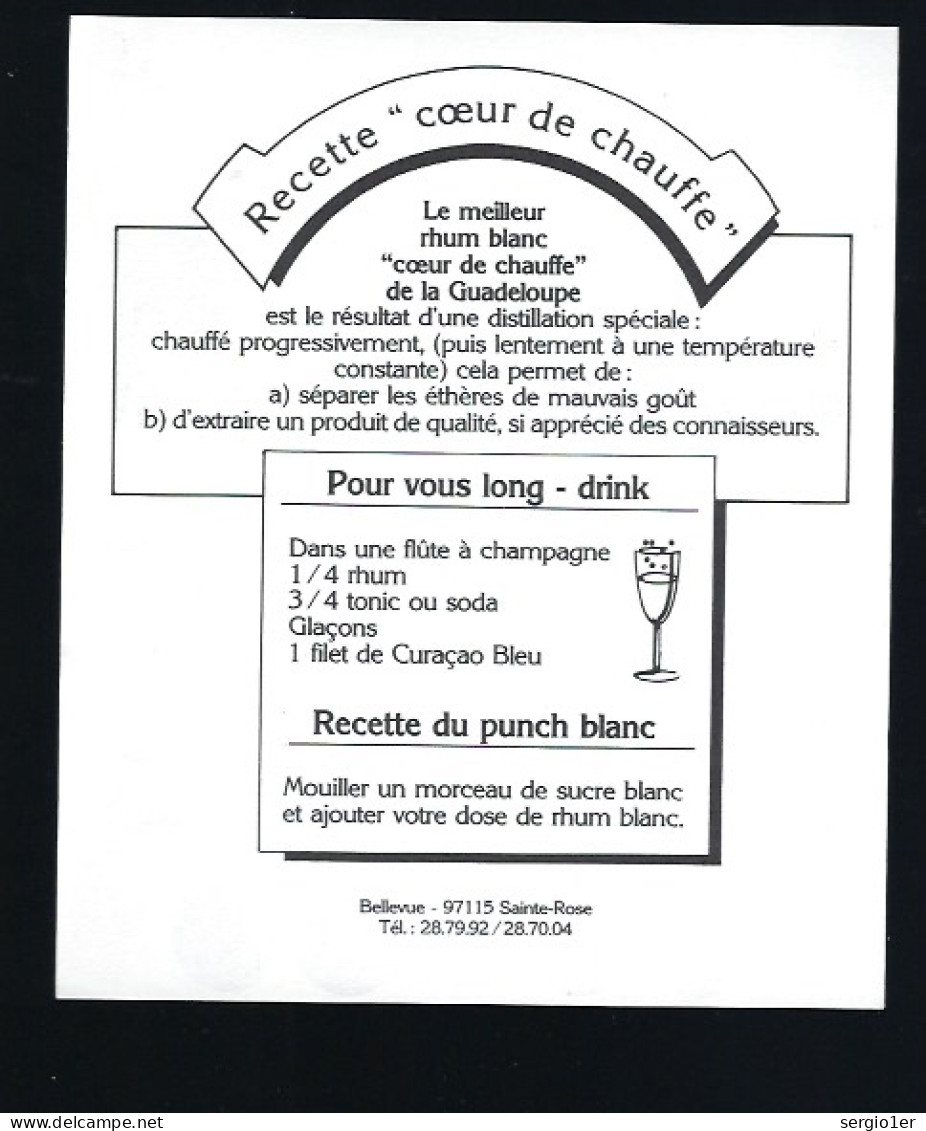 étiquette  Rhum  Coeur De Chauffe  Agricole De Guadeloupe  50° Sainte Rose 97   - France - Rum