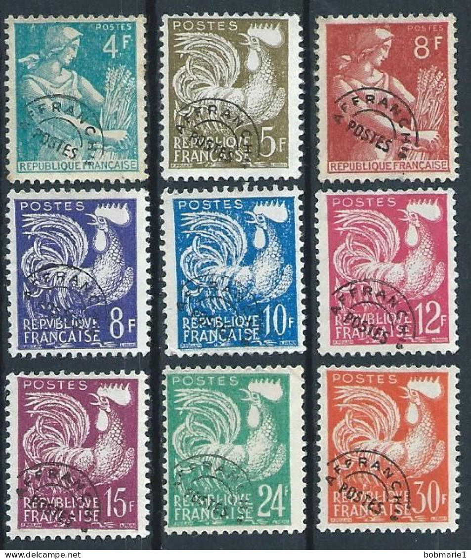 Lot De 9 Timbres Préoblitérés Sans Gomme Années 1953-59 N° 107 à 112 Et 114, 115 Ni Déchirés, Ni Pliés, Ni Amincis - 1953-1960