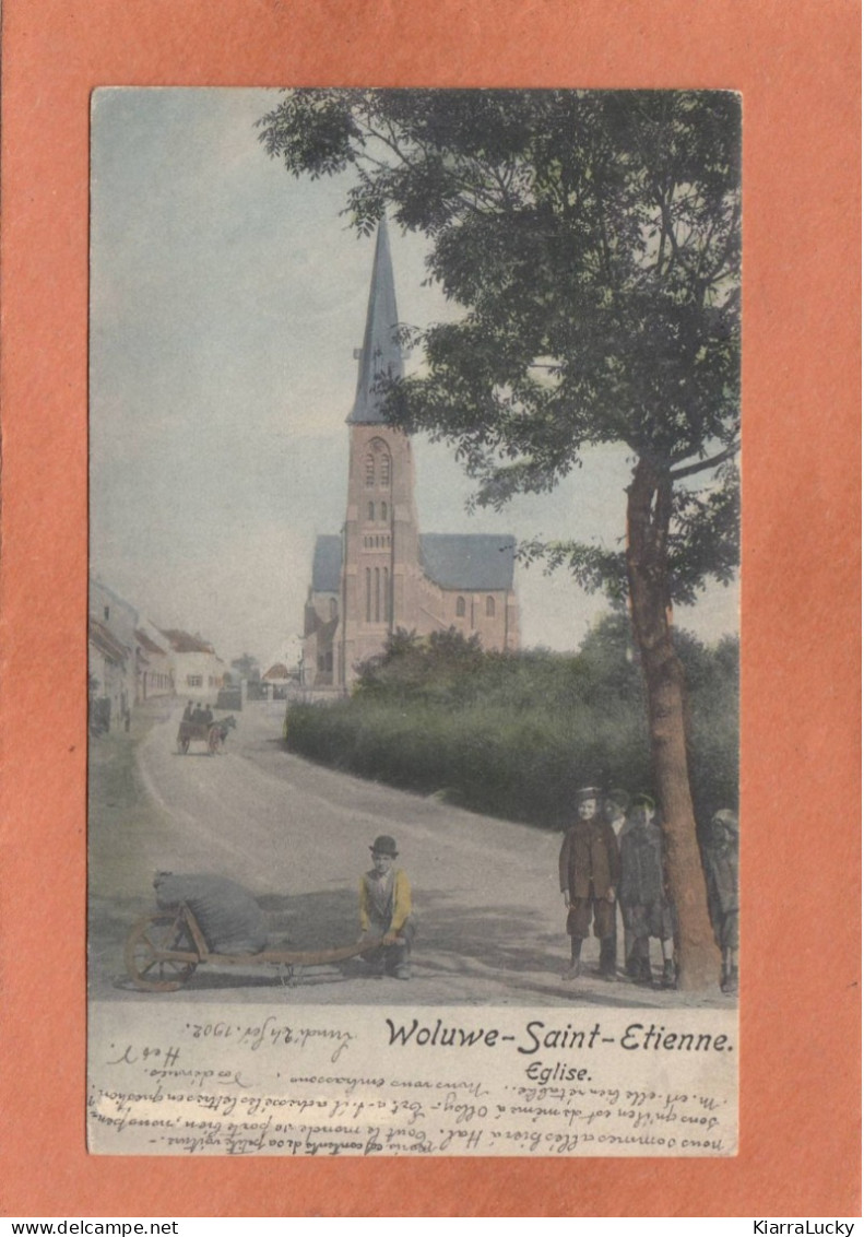 WOLUWE SAINT ETIENNE - BRABANT FLAMAND - ZAVENTEM - EGLISE - COLORISEE - ANIMEE - PRECURSEUR ECRITE - Zaventem