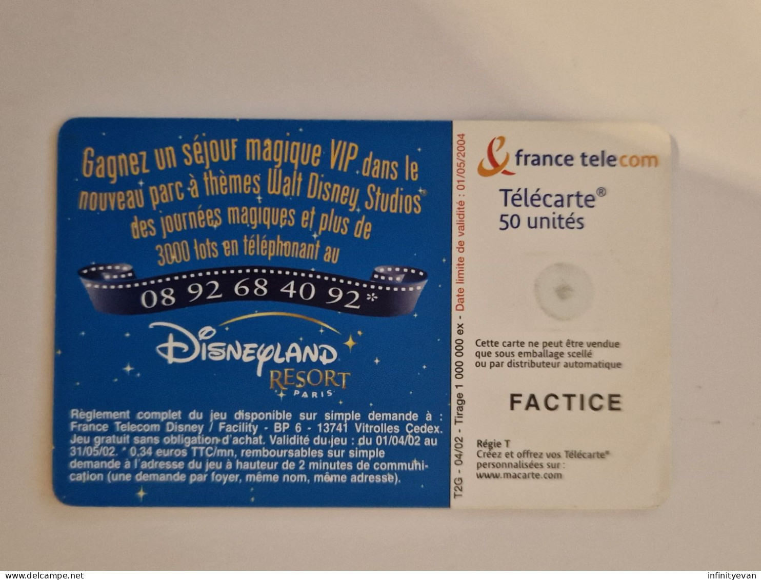 TELECARTE WALT DISNEY DINGO FACTICE - 2002