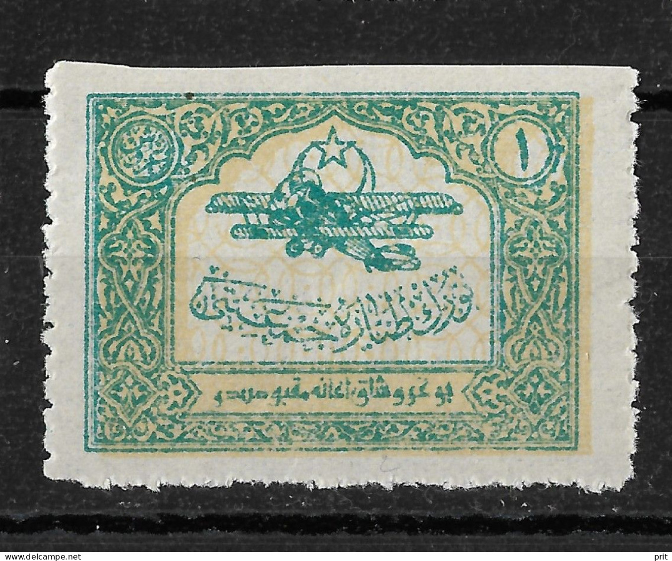 Turkey 1926 1Ghr Biplane, Postal Tax Air Fund/ Air Post Stamp. MLH. Mi 2/Sc RAC2. - Unused Stamps