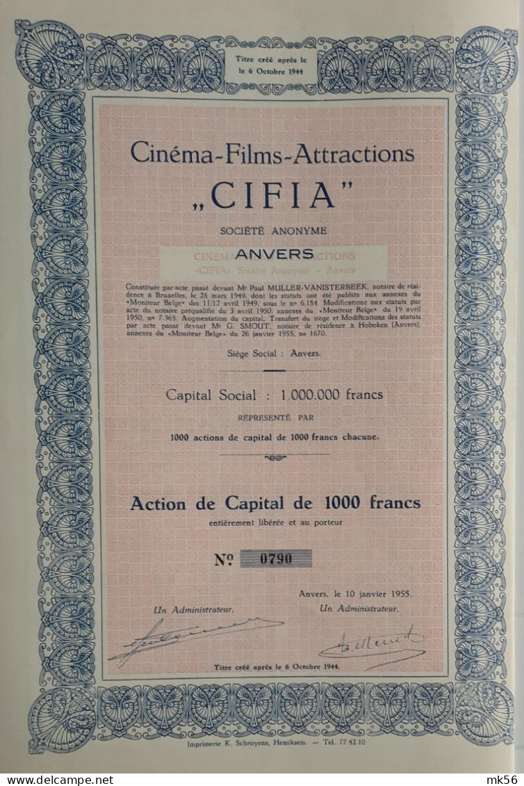 CIFIA -  Cinéma-Films-Attractions - Anvers - 1955 - Cinéma & Théatre