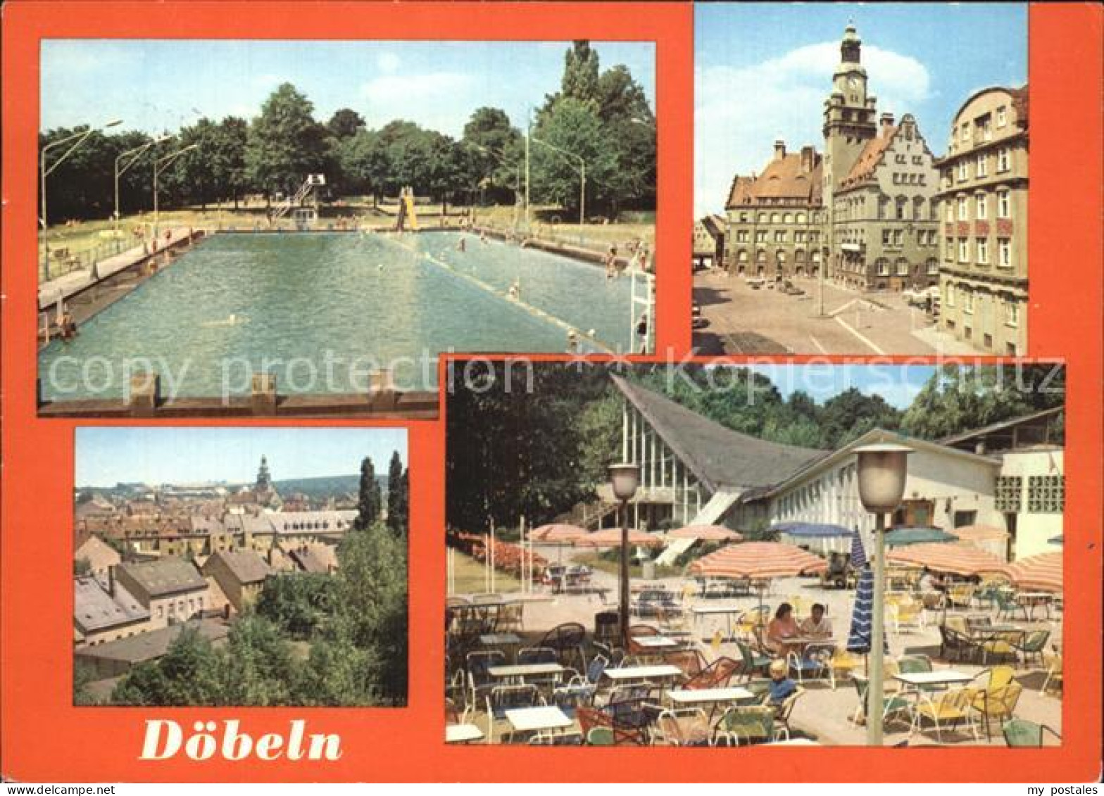 72406743 Doebeln Freibad Rathaus Teilansicht HO Parkrestaurant Buergergarten Doe - Doebeln