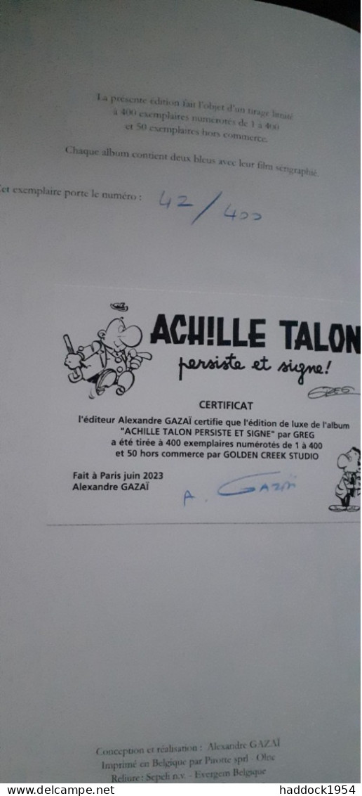 ACHILLE TALON persiste et signe ACHILLE TALON GREG golden creek 2023