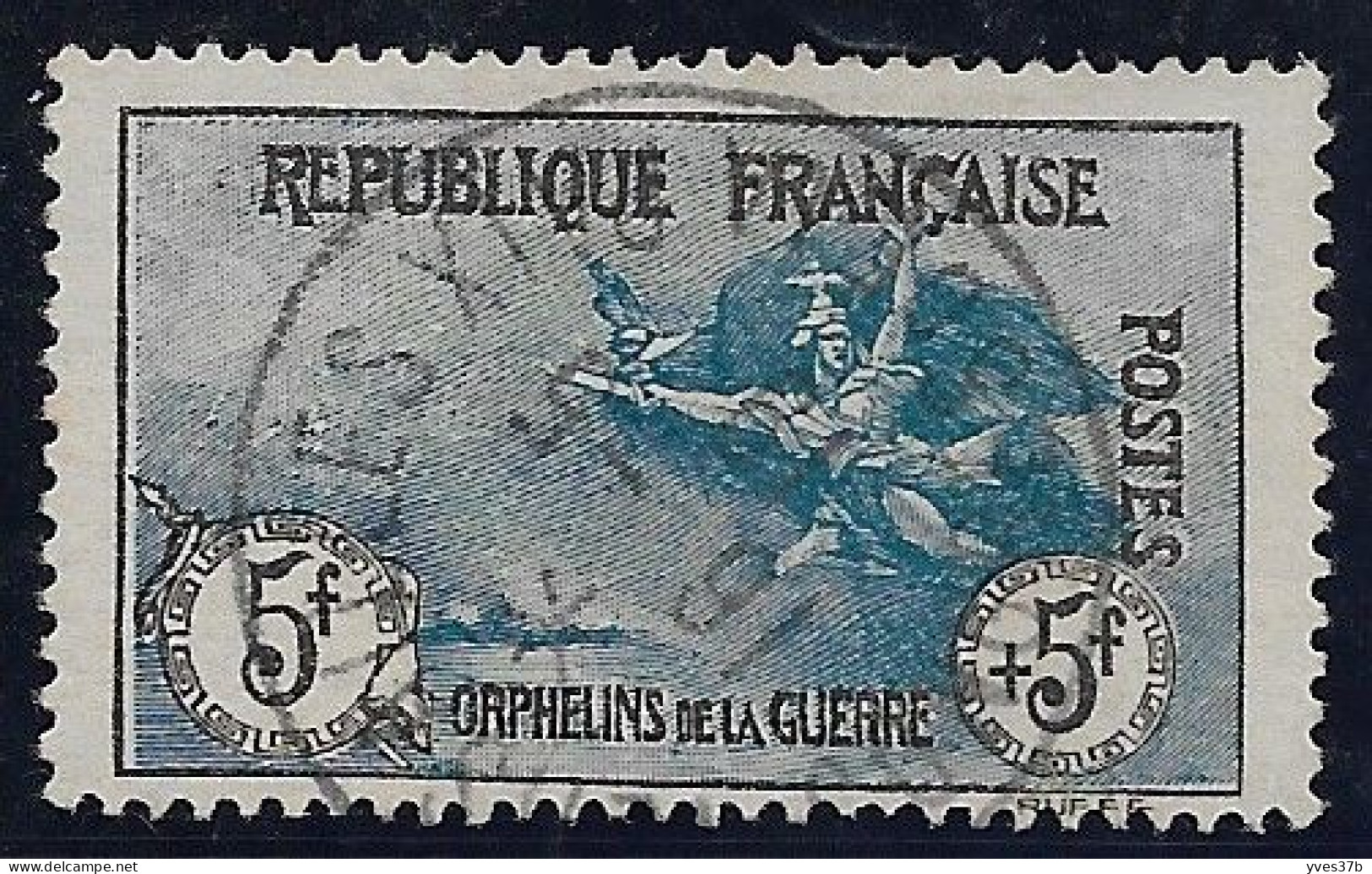 FRANCE N°155 - 5frs+5frs Noir & Bleu - Oblitéré Plein Centre - Signé Roumet - TTB - - Used Stamps