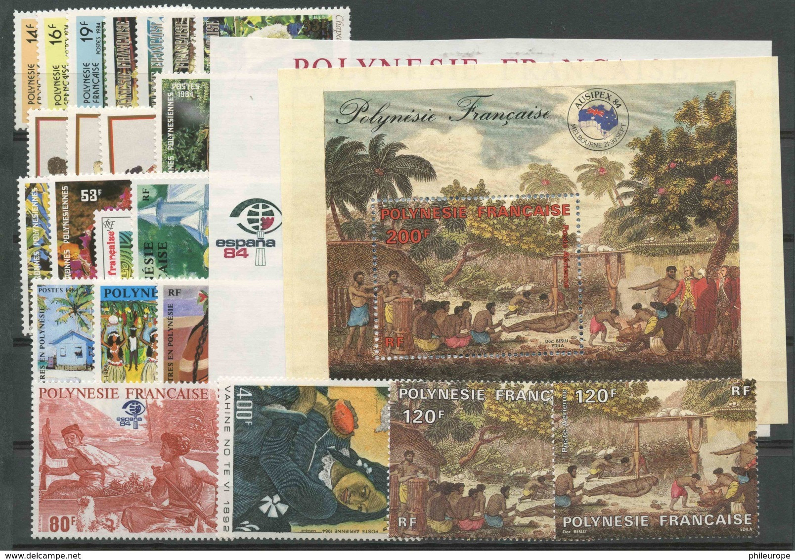 Polynesie Annees Completes (1984) N 209 A 226 Et PA 182 A 185 Et BF 9 A 10 (Luxe) - Années Complètes