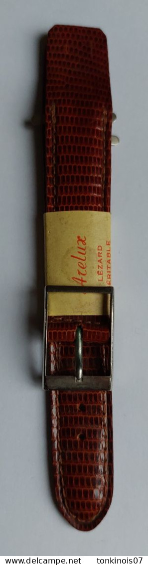 Bracelet De Montre Années 1930/1950 En Lézard Véritable Marron - Orologi Antichi