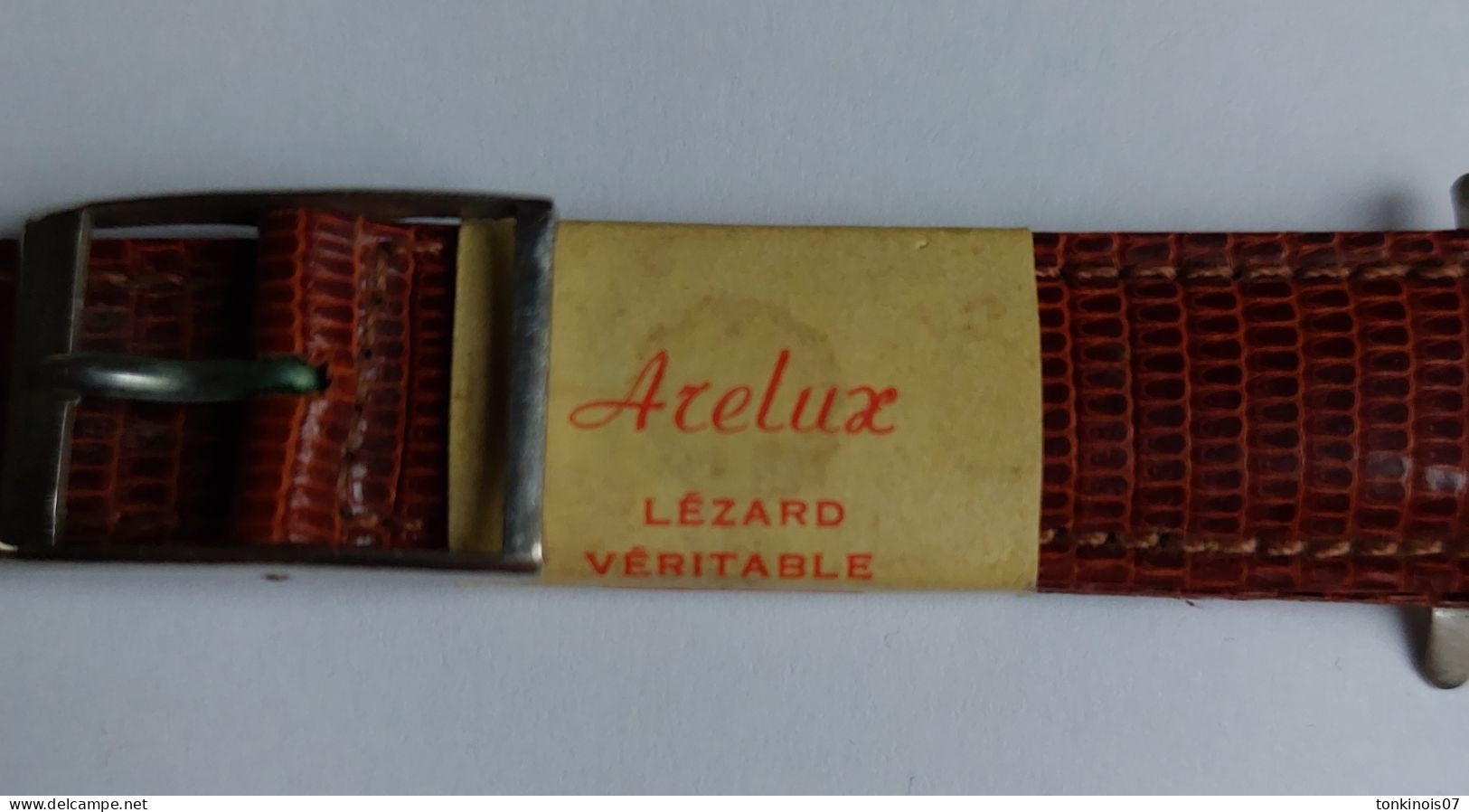 Bracelet De Montre Années 1930/1950 En Lézard Véritable Marron - Relojes Ancianos