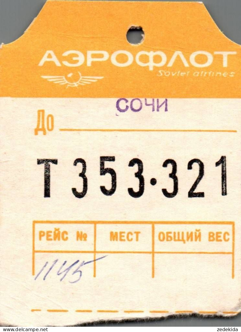 A4556 - 2 Flugticket Flugkarten Aeroflot - Europe