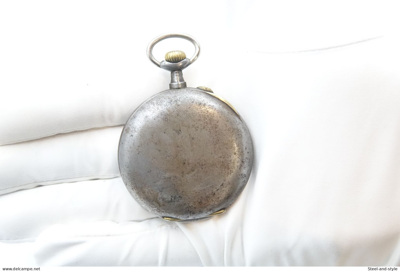 Watches : POCKET WATCH GUN METAL ROMAN NUMERALS 18-1900's - Original - Running - Horloge: Zakhorloge