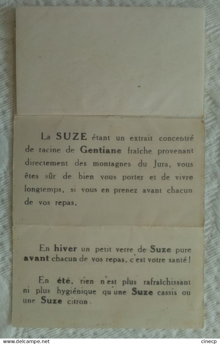 TABAC Publicité SUZE Gentiane Hiver été PAPIER A CIGARETTE Ancien Medaille D'Or Paris 1900 Grand Prix De Turin 1911 Gand - Objets Publicitaires