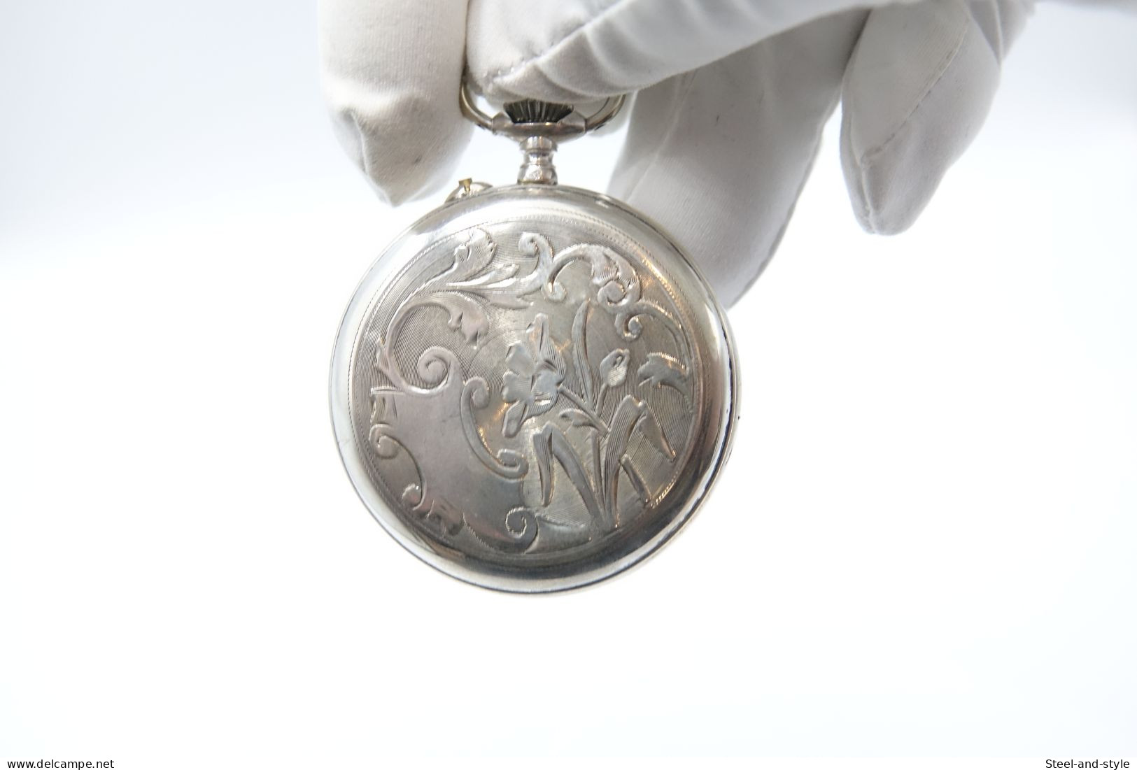 Watches : POCKET WATCH SOLID SILVER CR & CIE 24 HOURS Wide Dial Open Face 1880-900's - Original - Running - Relojes De Bolsillo