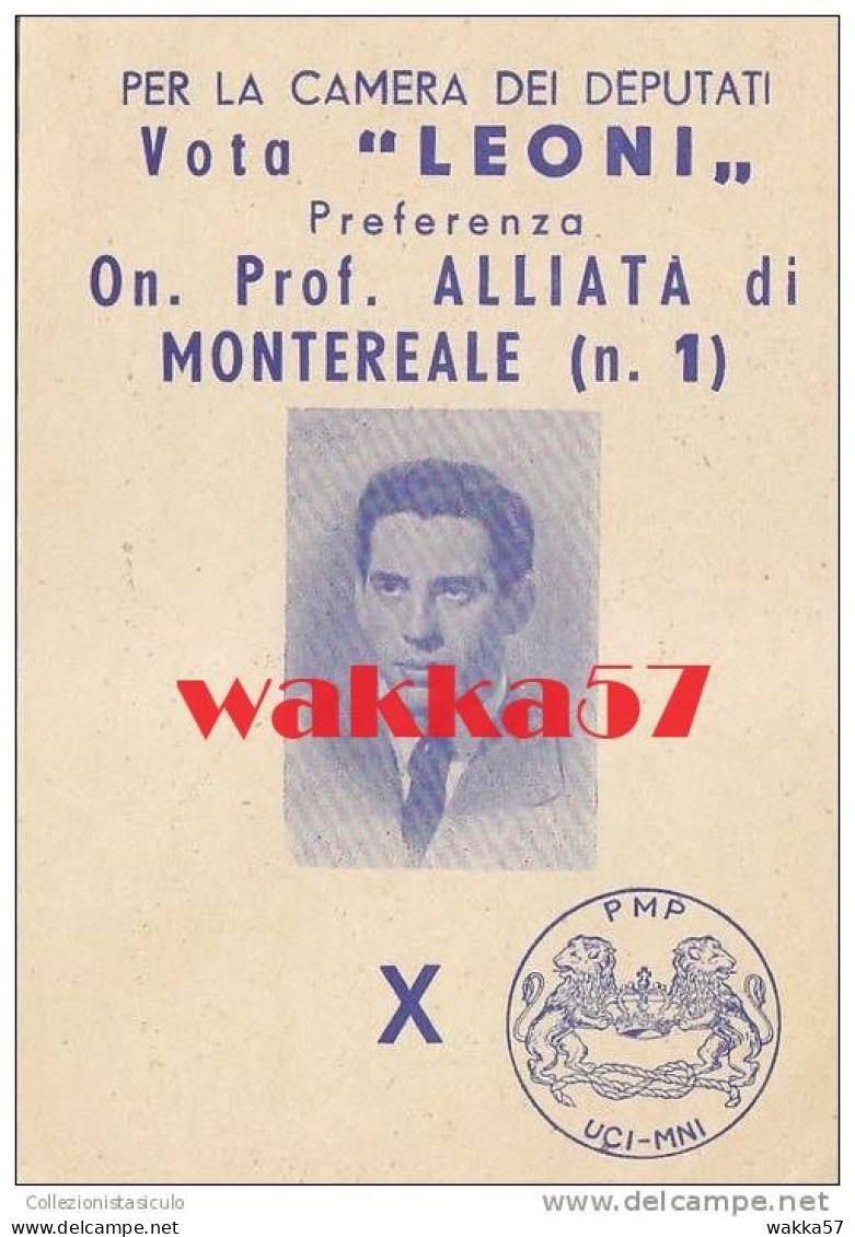 $3-2464- Politica - Partito Monarchico - Leoni - Cartoncino Bifacciale Formato Cartolina - Political Parties & Elections