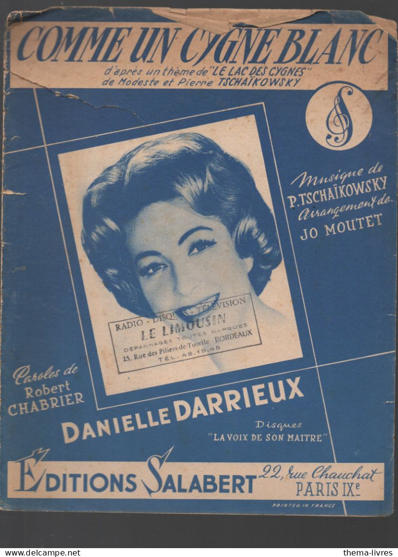 Partitions Années 40-70 DANIELLE DARRIEUX  Comme Un Cygne Blanc 1960  (CAT7016 /H) - Sonstige & Ohne Zuordnung