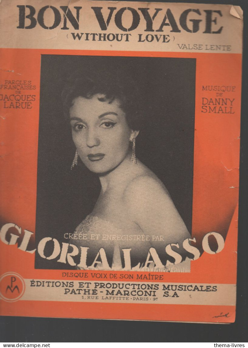 Partitions Années 40-70 GLORIA LASSO   Bon Voyage  1952  (CAT7016 /J) - Autres & Non Classés