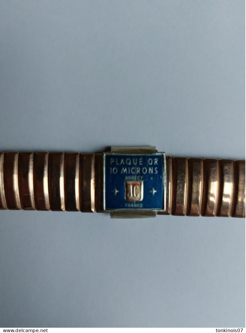 Bracelet De Montre Années 1930/1950 En Métal Plaqué Or 10 Microns Annecy JC France - Antike Uhren