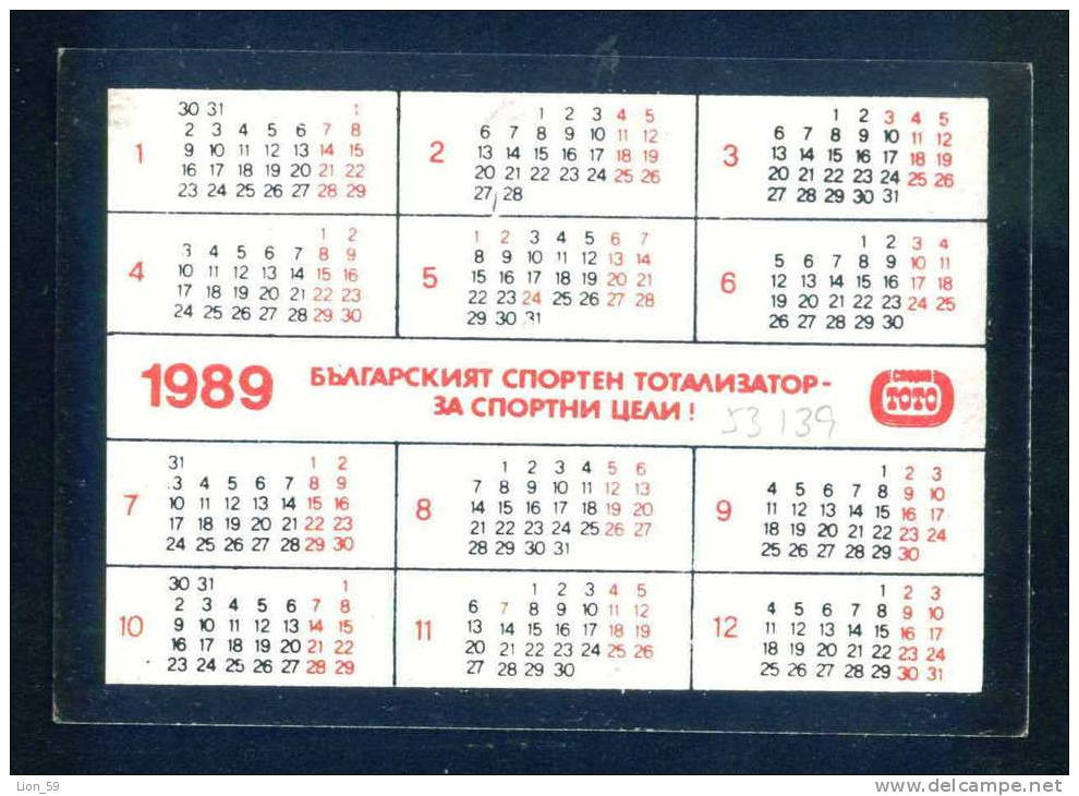 53139 / SPORT Wrestling , Lutte , Table Tennis , Chess , Weightlifting  - SLAVIA 1989  Calendar Calendrier Bulgaria - Petit Format : 1981-90