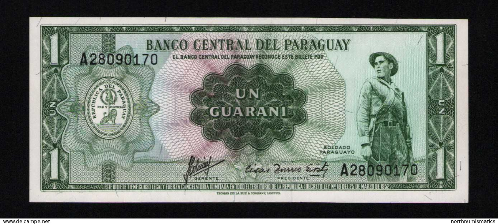 Paraguay 1 Guaranı 1952 Unc - Paraguay