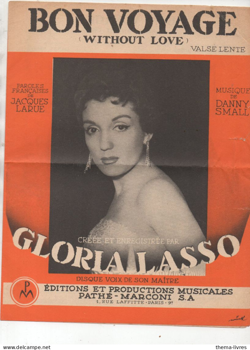 Partitions Années 40-70 GLORIA LASSO  Bon Voyage 1957  (CAT7016 /T) - Autres & Non Classés