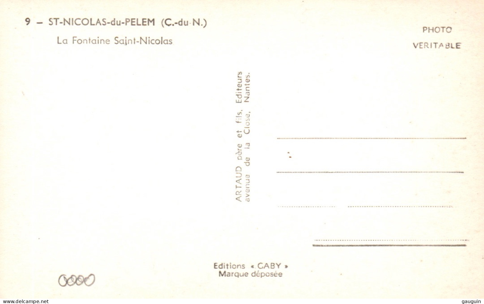 CPSM - St NICOLAS Du PELEM - Fontaine St Nicolas - Edition Artaud Gaby (format 9x14) - Saint-Nicolas-du-Pélem