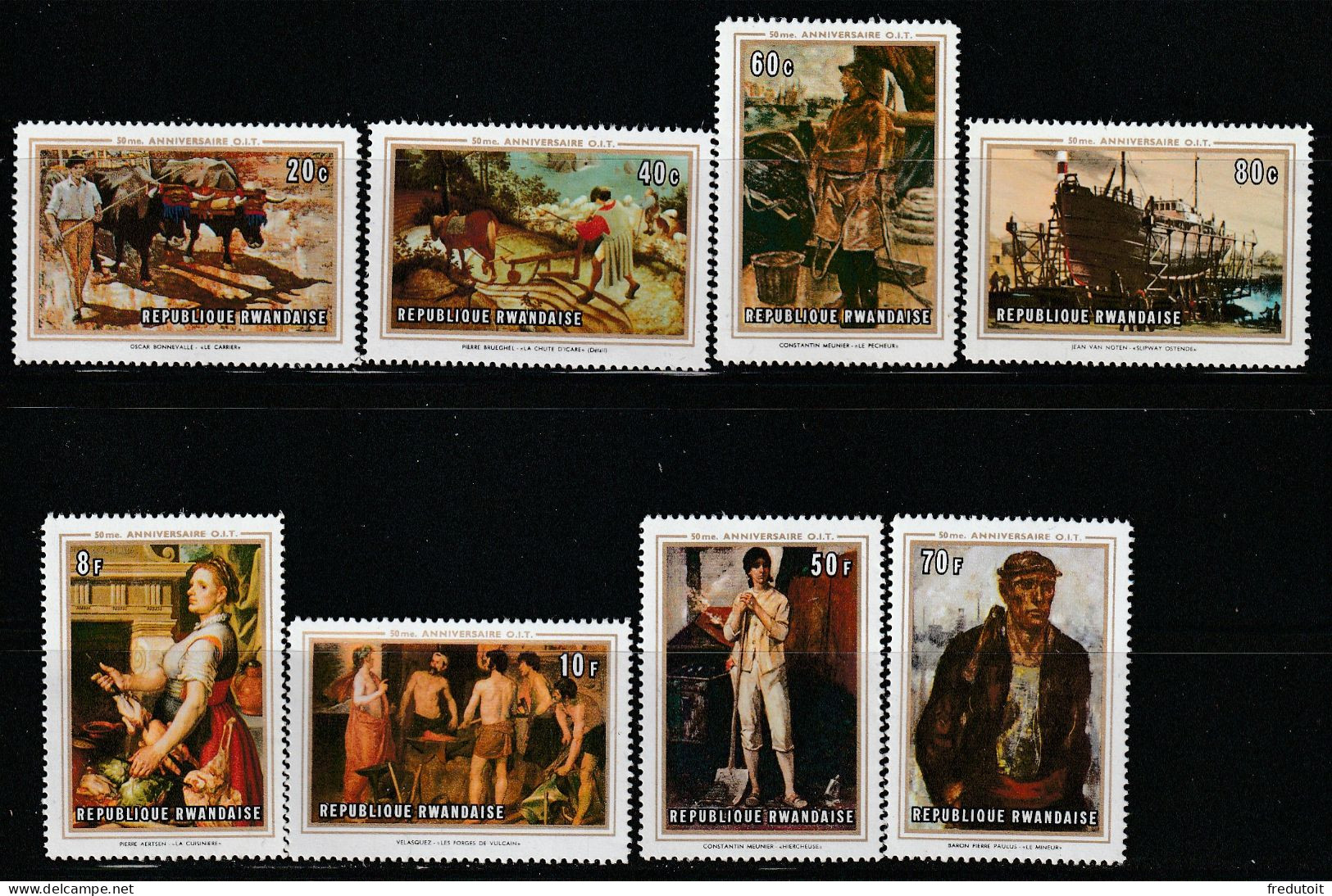 RWANDA - N°330/7 ** (1969) Tableaux : O.I.T - Unused Stamps