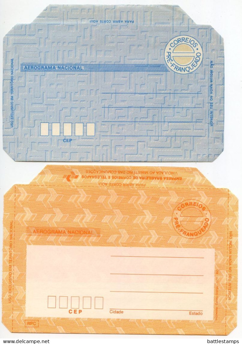 Brazil 1970's 2 Different Mint Pré-Franqueado / Pre-Franchise National Aerogrammes - Ganzsachen