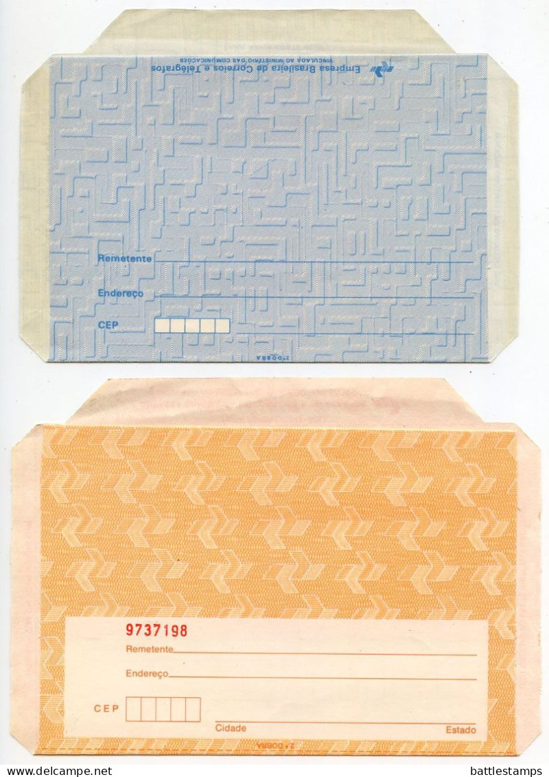 Brazil 1970's 2 Different Mint Pré-Franqueado / Pre-Franchise National Aerogrammes - Postal Stationery