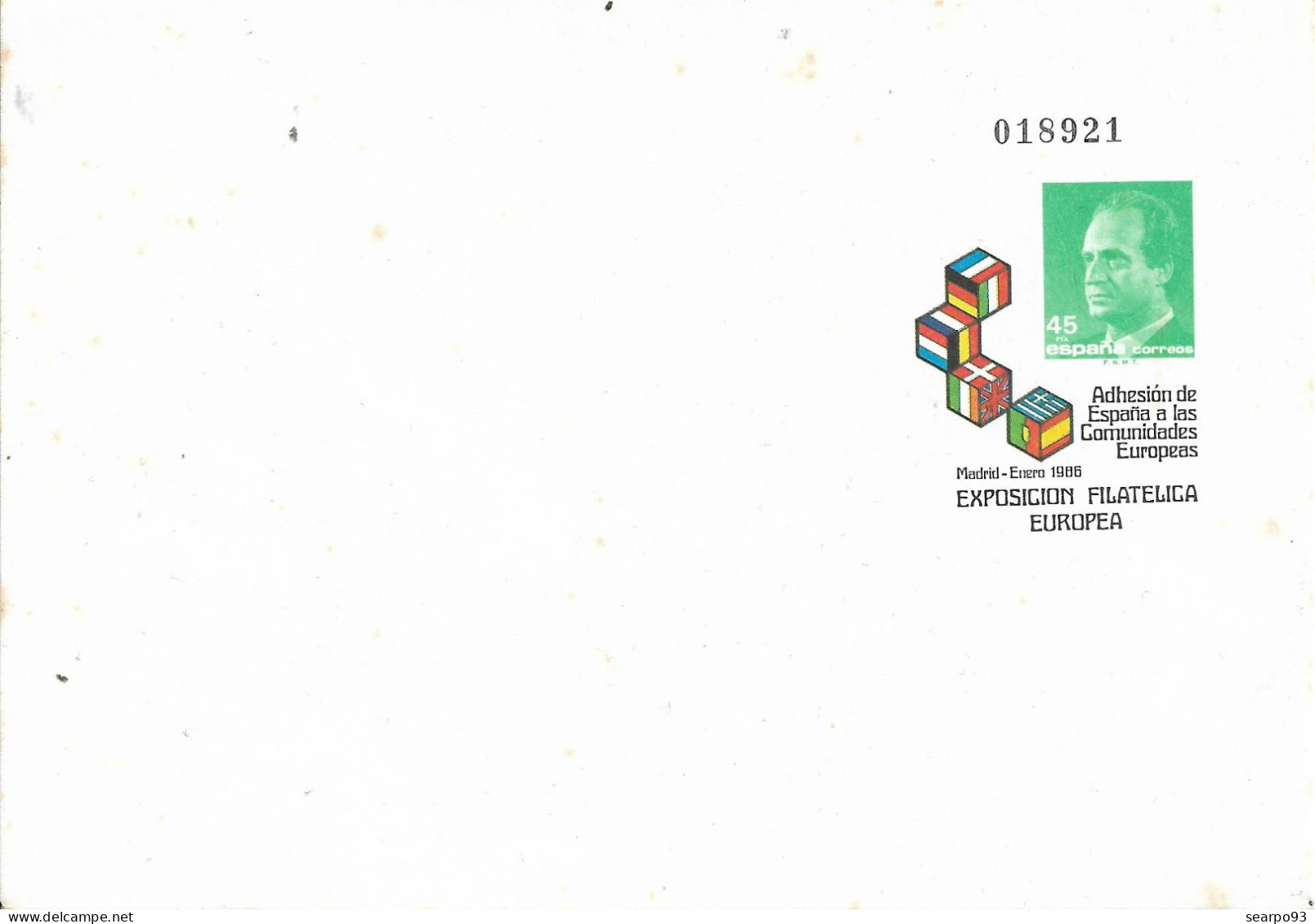 SPAIN. POSTAL STATIONERY. ADHESION OF SPAIN TO THE EUROPEAN COMMUNITIES. 1986 - 1931-....