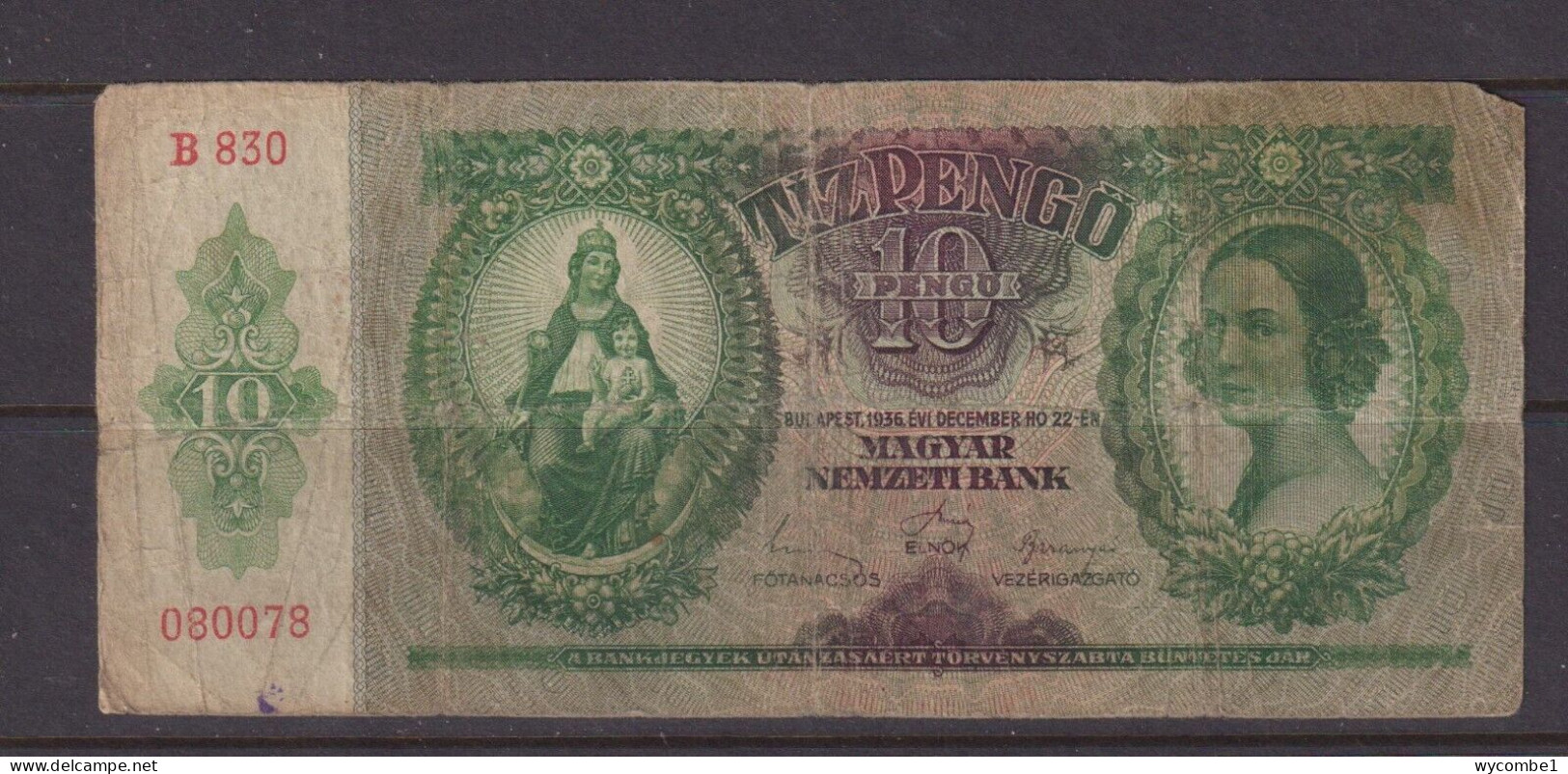 HUNGARY - 1936 10 Pengo Circulated Banknote - Ungarn