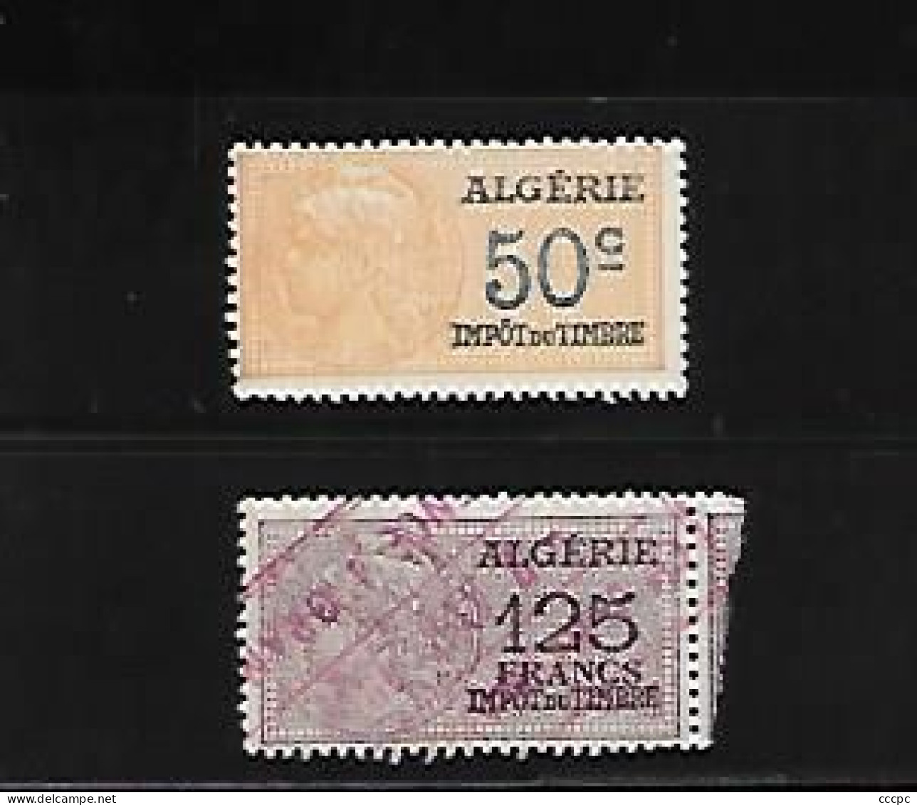 Lot Algérie 2 Timbres Taxe De 50c Et 125 Francs - Strafport