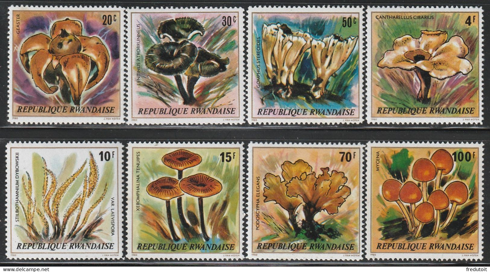 RWANDA - N°941/8 ** (1980) Champignons - Nuevos