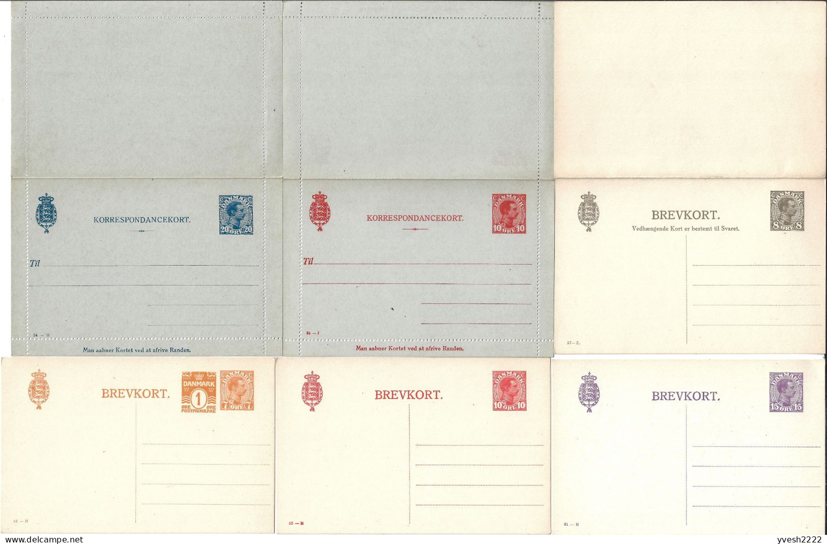 Danemark Vers 1920. Entiers Postaux, Petit Lot De Cartes Et Cartes-lettres. État Parfait - Entiers Postaux