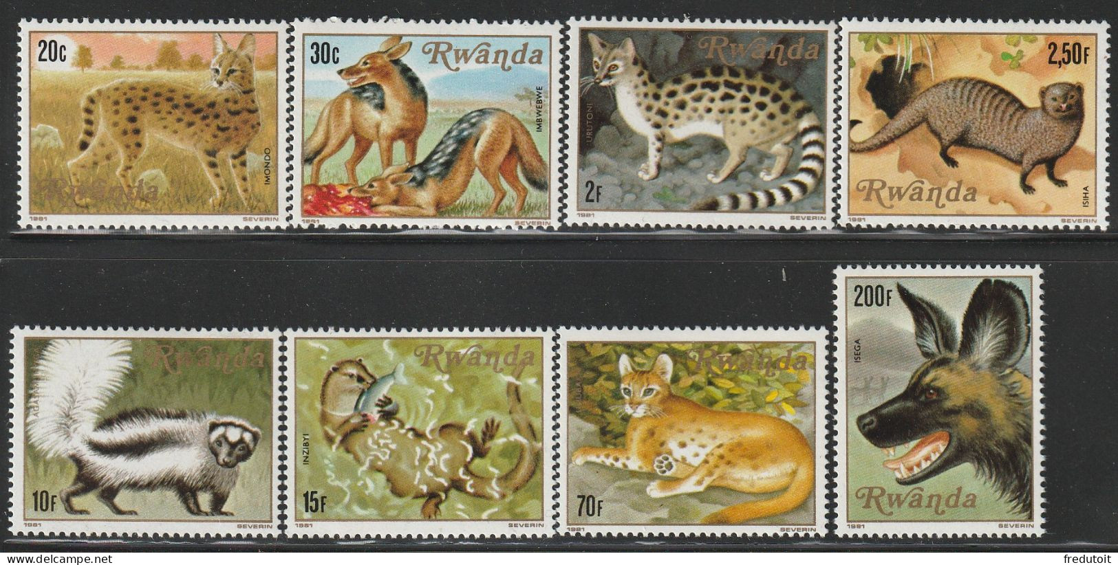 RWANDA - N°1000/7 ** (1981) Faune - Unused Stamps