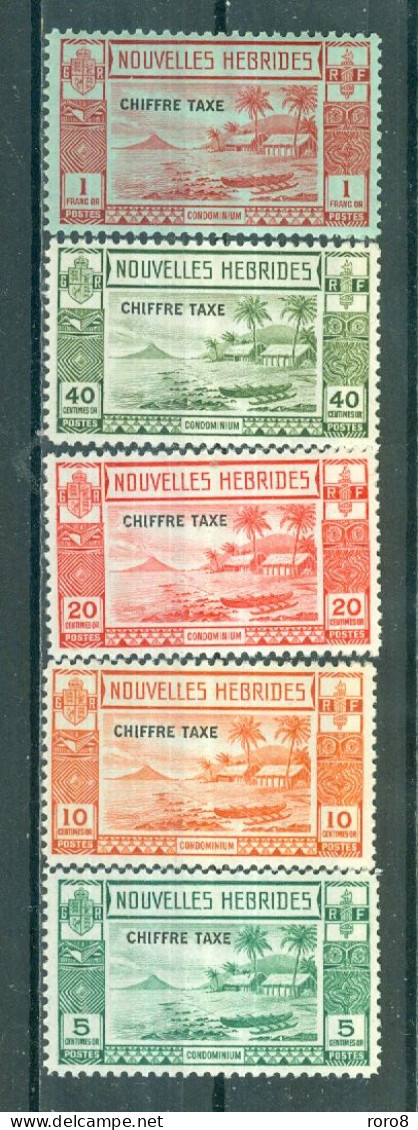 NOUVELLES-HEBRIDES - TIMBRES-TAXE N°11** à 15** MNH LUXE SCAN DU VERSO - Timbres-poste De 1938 Surchargés. - Portomarken