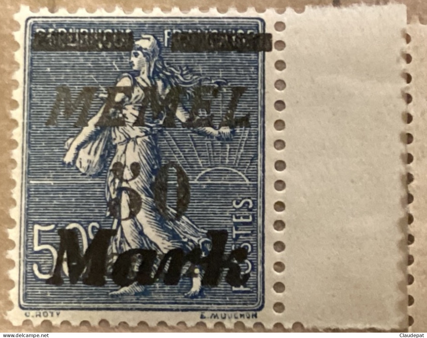 Memel 1922, N°123 (Stampworld), 50/50/50M/pf, Bleu Grisâtre, Neuf Charnière Très Bon état - Unused Stamps