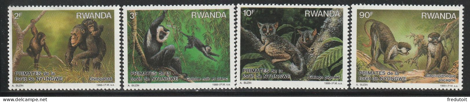 RWANDA - N°1259/62 ** (1988) Faune - Nuevos