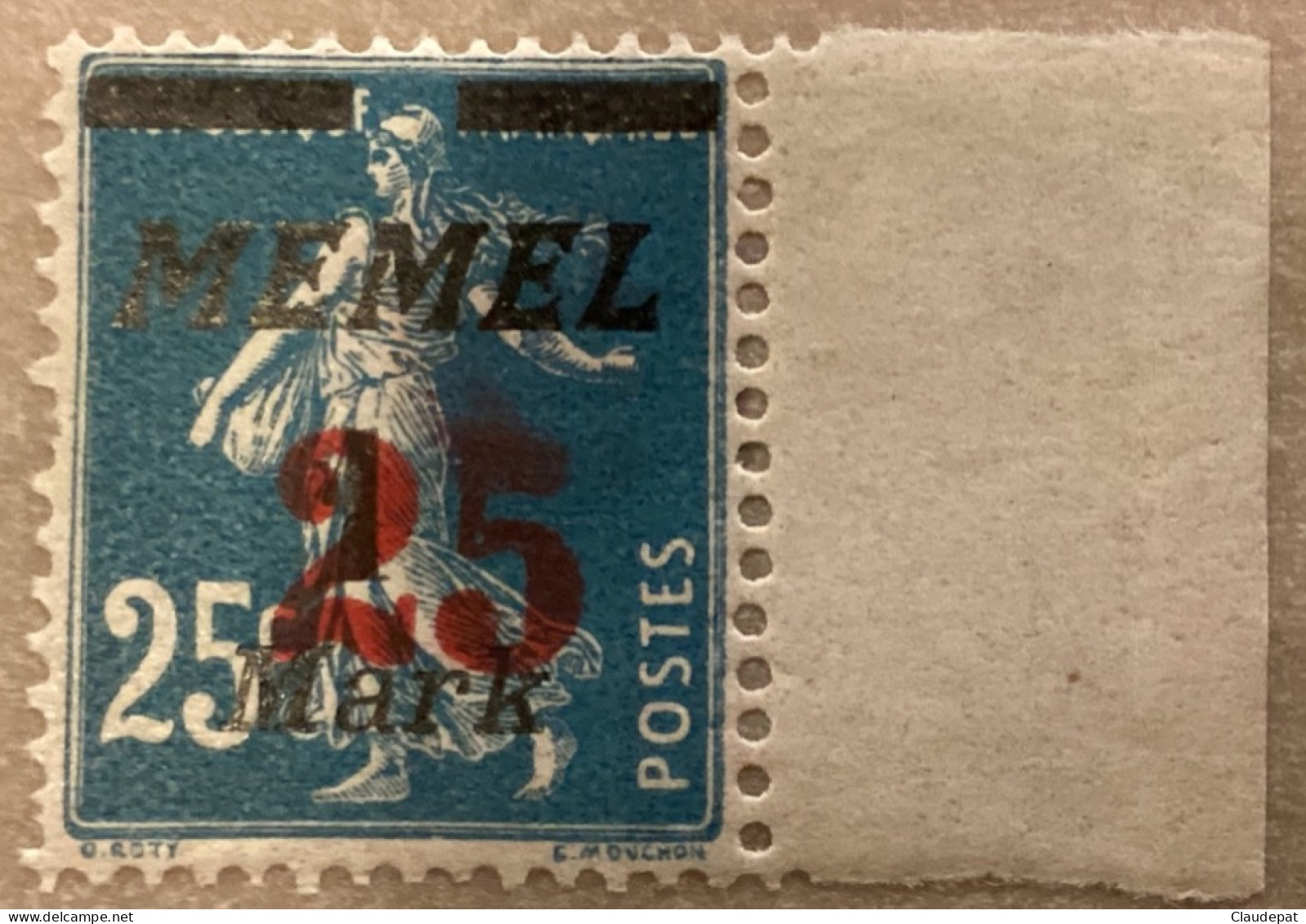 Memel 1922, N°122 (Stampworld), 25/1/25M/C, Bleu Foncé, Neuf Charnière Très Bon état - Nuovi