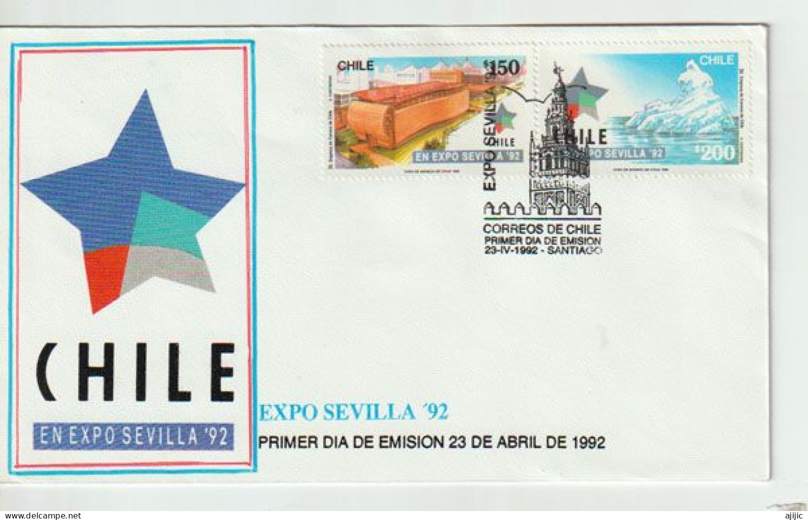 CHILI/CHILE. Exposition Universelle De Séville De 1992, Belle Lettre FDC - 1992 – Sevilla (España)