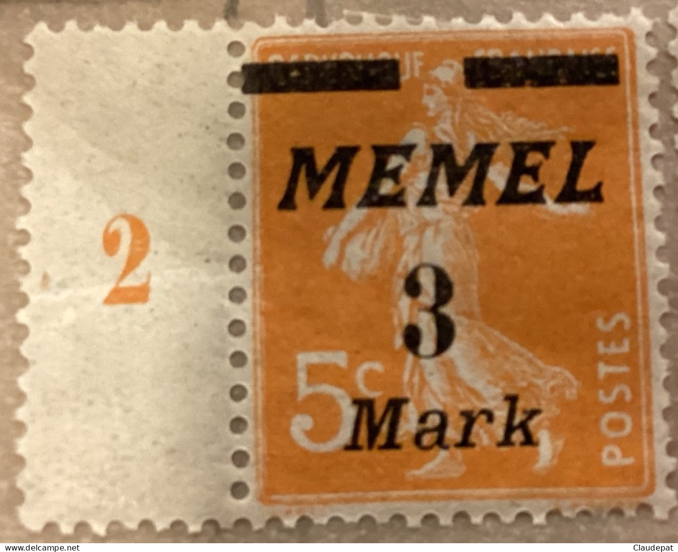 Memel 1922, N°110 (Stampworld), 3/5M/C, Orange Foncé, Neuf Charnière Millesime, Très Bon état - Neufs