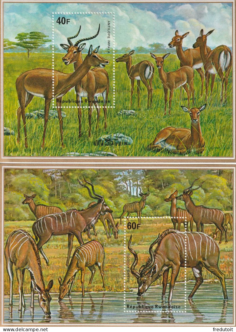 RWANDA - 2 BLOCS N°45/6 ** (1975) Les Antilopes - Nuovi