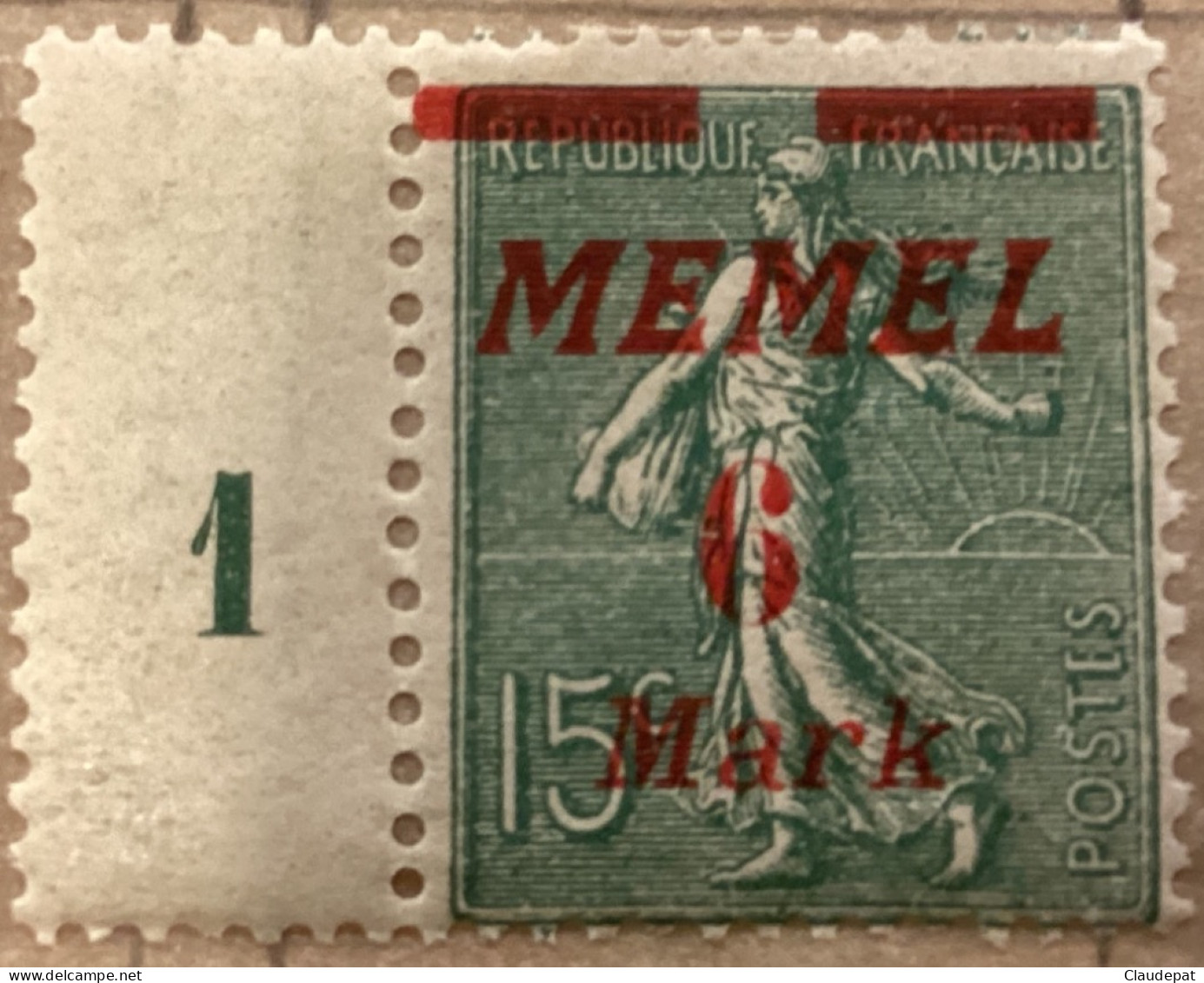 Memel 1922, N°111 (Stampworld), 6/15M/C,  Vert Grisâtre, Neuf Charnière Millesime, Très Bon état - Ongebruikt