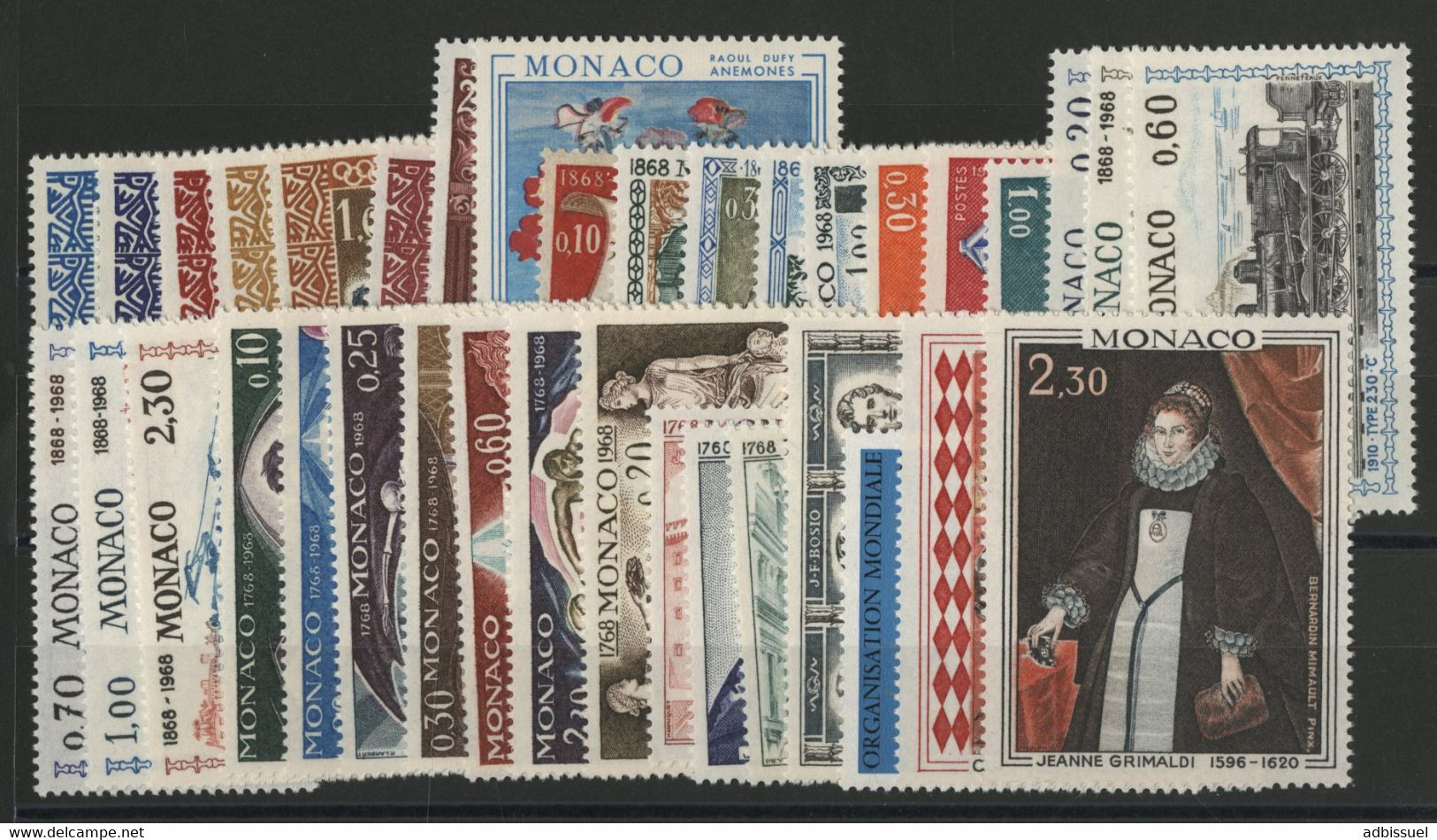 MONACO ANNEE COMPLETE 1968 Vendue à 15 % De La Cote N° 736 à 771 Neufs ** (MNH) 36 Timbres TB - Komplette Jahrgänge