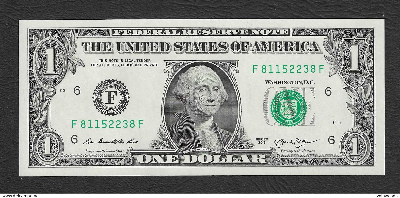 USA - Banconota Non Circolata FDS UNC Da 1 Dollaro "Atlanta - Georgia" P-537F - 2013 #19 - Federal Reserve Notes (1928-...)