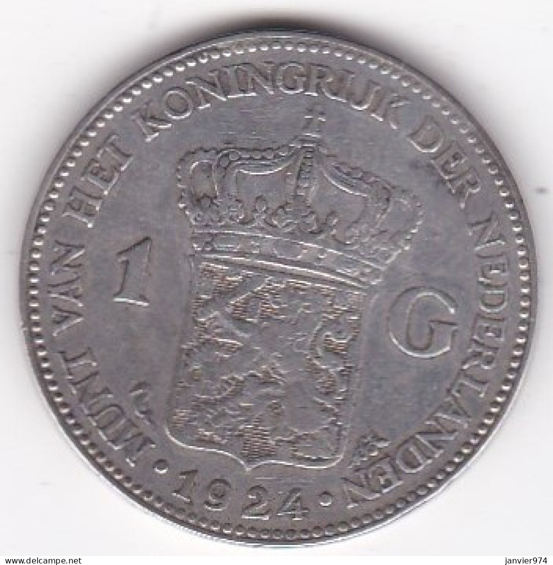 Pays-Bas, 1 Gulden 1924 , WILHELMINA I , En Argent, KM# 161.1 - 1 Florín Holandés (Gulden)