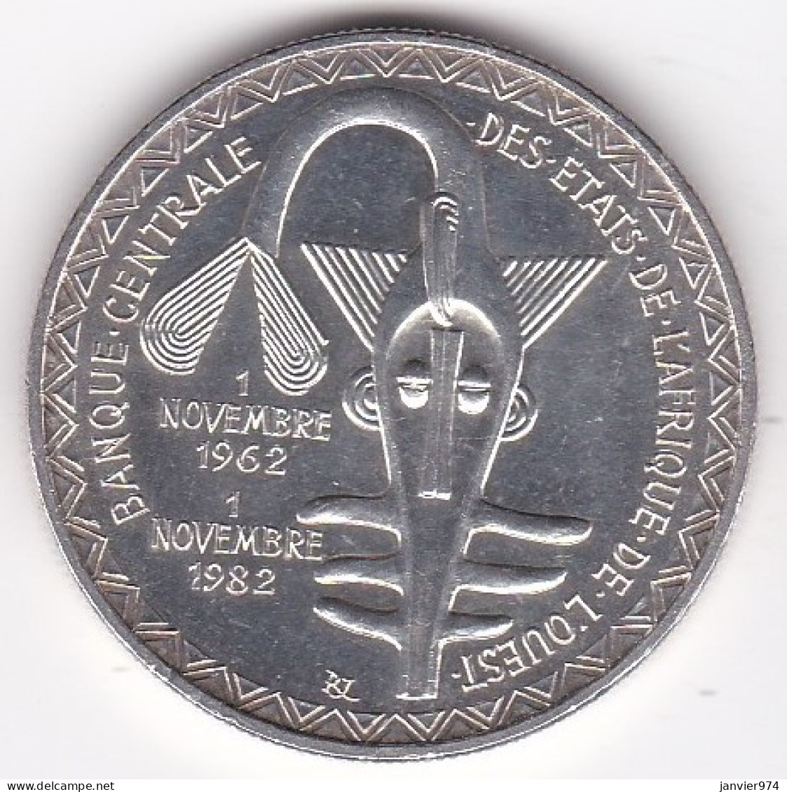 Banque Centrale Des Etats De L'Afrique De L'Ouest. 5000 Francs 1982.  En Argent. KM# 11 - Sonstige – Afrika