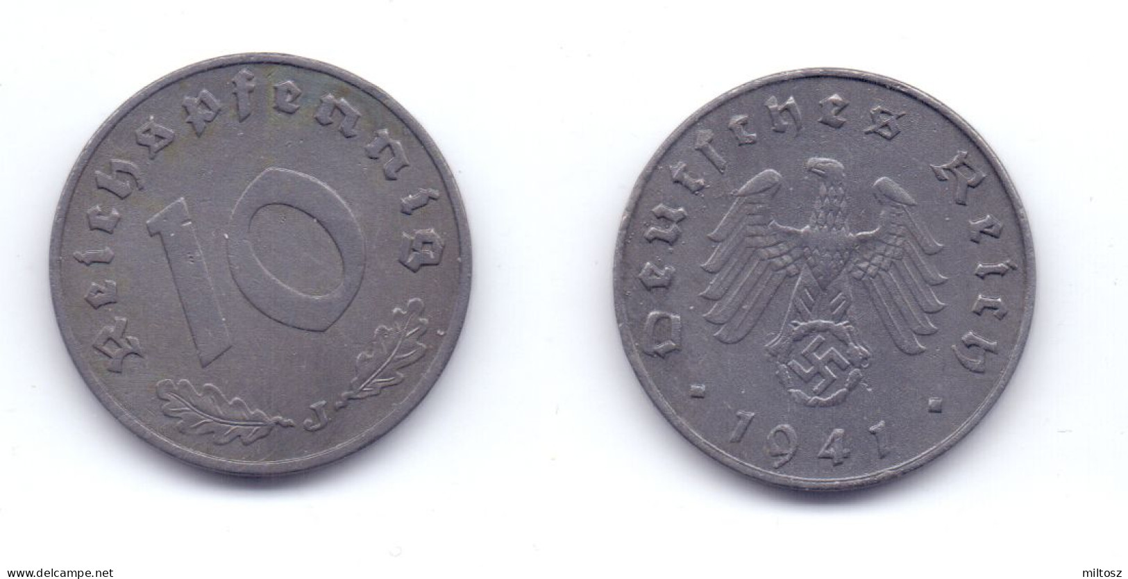 Germany 10 Reichspfennig 1941 J WWII Issue - 10 Reichspfennig