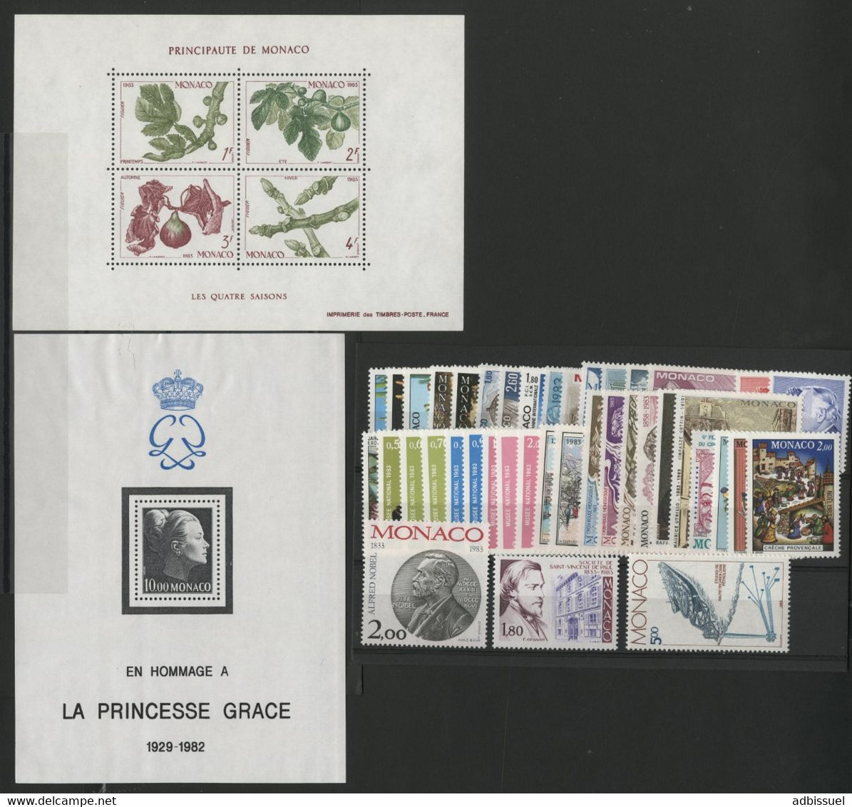 MONACO ANNEE COMPLETE 1983 COTE 119 € NEUFS ** (MNH) N° 1359 à 1403 Soit 45 Timbres. TB - Full Years