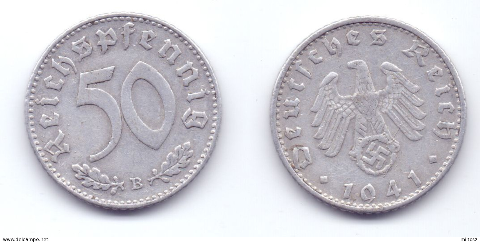 Germany 50 Reichspfennig 1941 B WWII Issue - 50 Reichspfennig